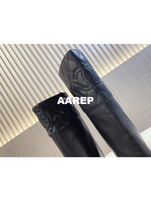 Replica Chanel 23K Lambskin High Boots Heel 9cm G45200 Black 6