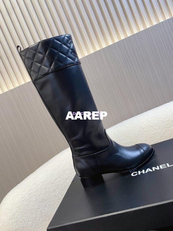 Replica Chanel 23K Lambskin High Boots Heel 9cm G45200 Black 8