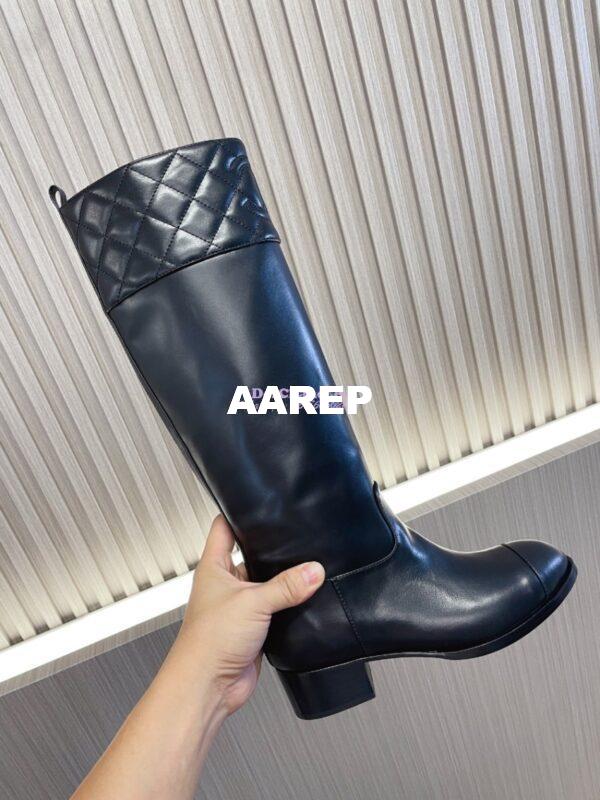 Replica Chanel 23K Lambskin High Boots Heel 9cm G45200 Black 9