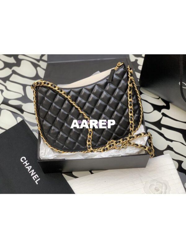 Replica Chanel Large Hobo Bag in Shiny Crumpled Lambskin AS4368 Black 11
