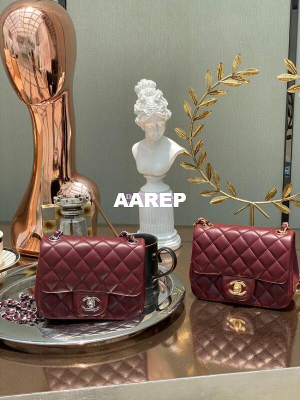 Replica Chanel Mini Classic Flap 17cm in WineRed Lambskin Bag 2