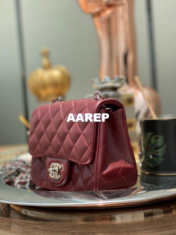 Replica Chanel Mini Classic Flap 17cm in WineRed Lambskin Bag 4