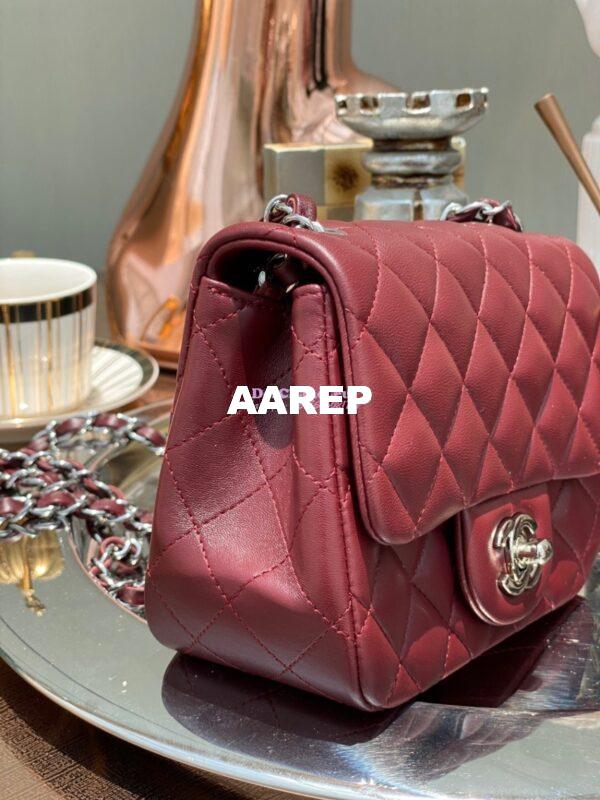 Replica Chanel Mini Classic Flap 17cm in WineRed Lambskin Bag 5