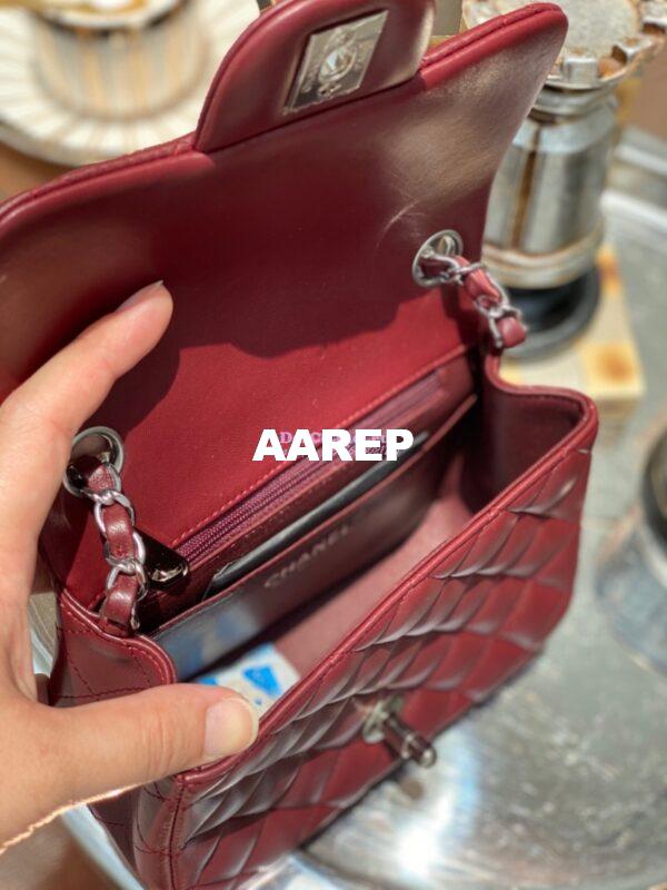 Replica Chanel Mini Classic Flap 17cm in WineRed Lambskin Bag 6