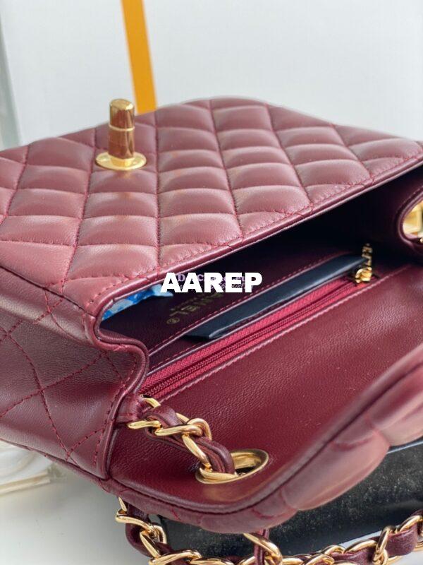 Replica Chanel Mini Classic Flap 17cm in WineRed Lambskin Bag 13