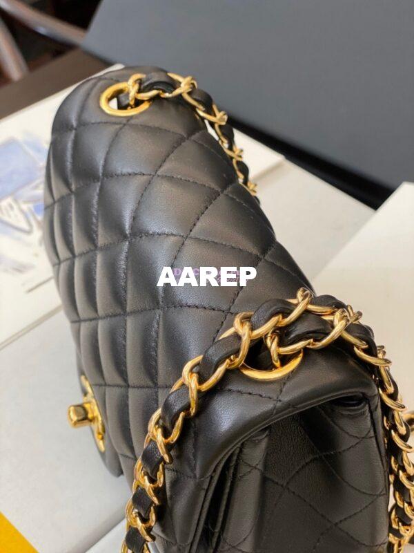 Replica Chanel Mini Classic Flap 17cm in Black Lambskin Bag 5