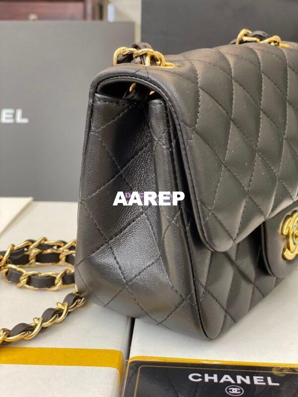 Replica Chanel Mini Classic Flap 17cm in Black Lambskin Bag 6