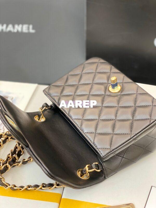 Replica Chanel Mini Classic Flap 17cm in Black Lambskin Bag 8