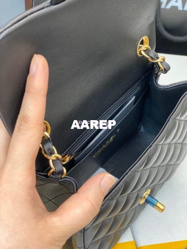Replica Chanel Mini Classic Flap 17cm in Black Lambskin Bag 9