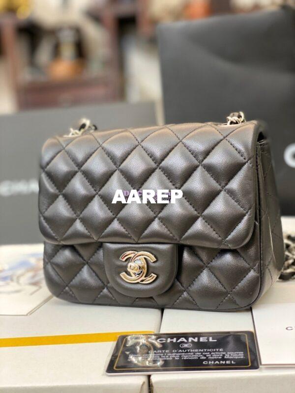 Replica Chanel Mini Classic Flap 17cm in Black Lambskin Bag 11
