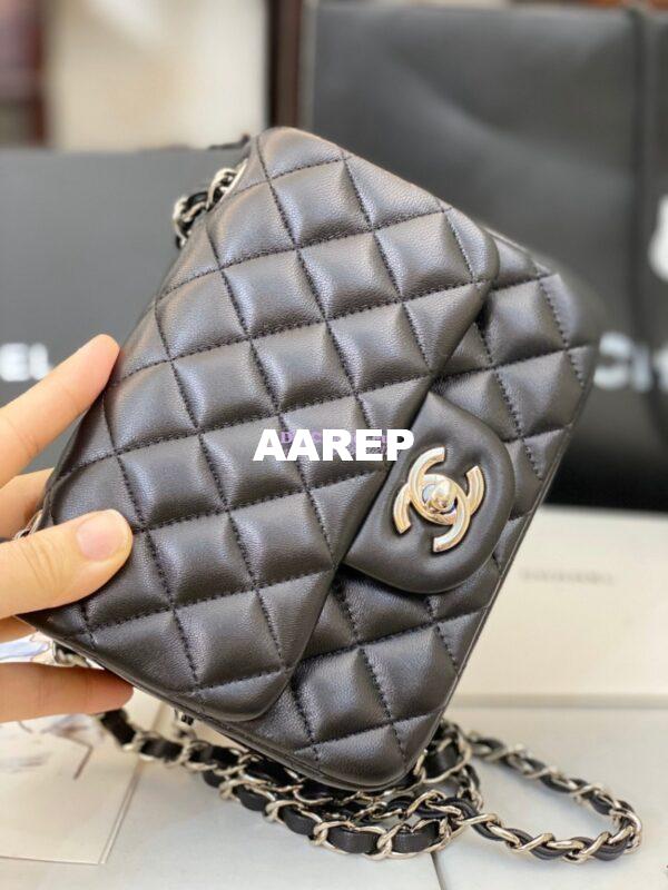 Replica Chanel Mini Classic Flap 17cm in Black Lambskin Bag 12