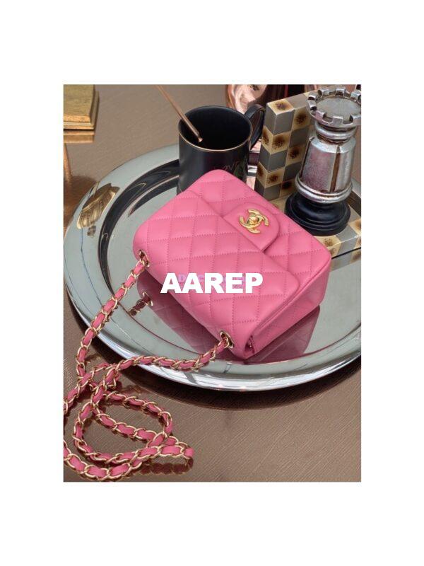 Replica Chanel Mini Classic Flap 17cm in Pink Lambskin Bag 9