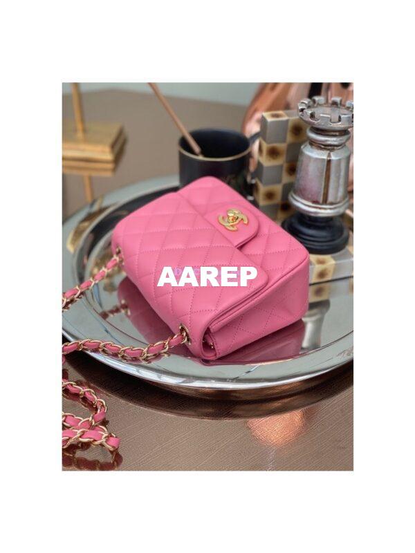 Replica Chanel Mini Classic Flap 17cm in Pink Lambskin Bag 10