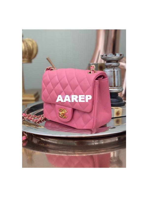 Replica Chanel Mini Classic Flap 17cm in Pink Lambskin Bag 11