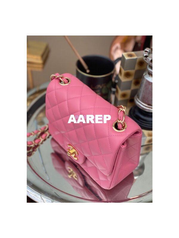Replica Chanel Mini Classic Flap 17cm in Pink Lambskin Bag 12