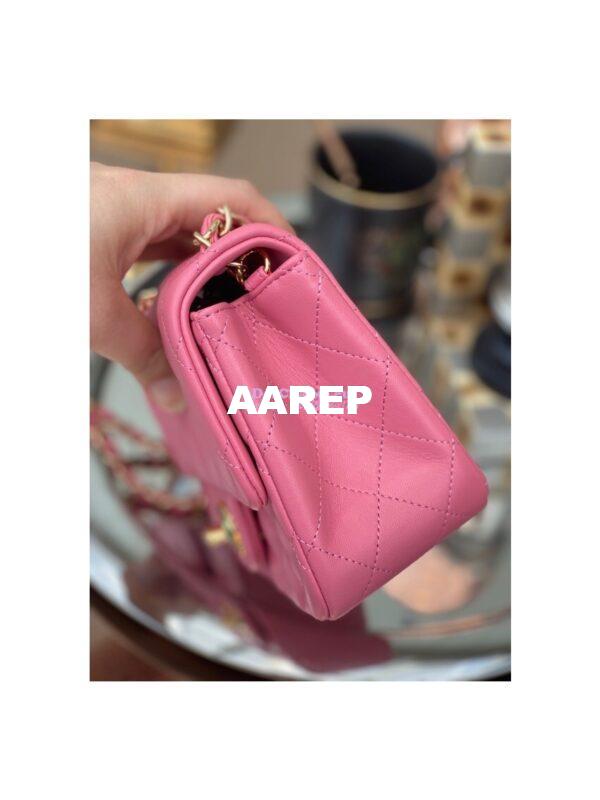 Replica Chanel Mini Classic Flap 17cm in Pink Lambskin Bag 13