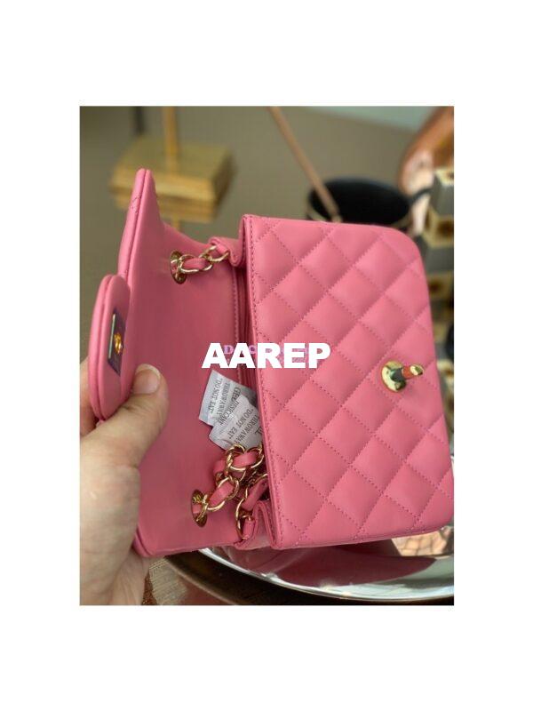 Replica Chanel Mini Classic Flap 17cm in Pink Lambskin Bag 14