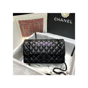 Replica Chanel Classic Flap Lambskin Black Bag wtih black hardware 2
