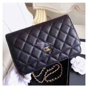 Replica Chanel Classic Caviar Wallet On Chain WOC Black Bag 2