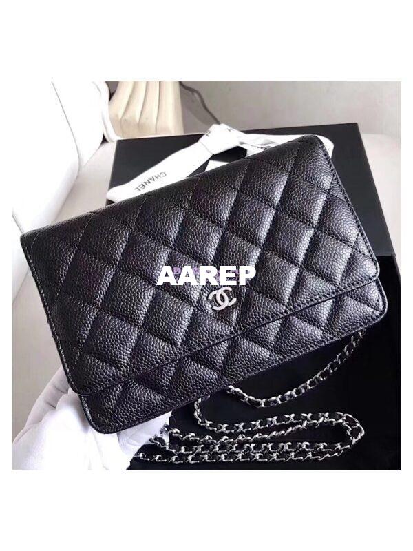 Replica Chanel Classic Caviar Wallet On Chain WOC Black Bag 6