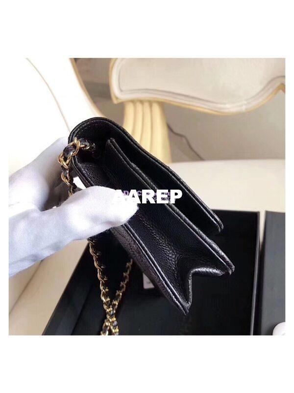 Replica Chanel Classic Caviar Wallet On Chain WOC Black Bag 7