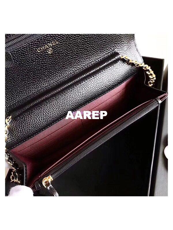 Replica Chanel Classic Caviar Wallet On Chain WOC Black Bag 9