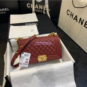 Replica Chanel Le boy Caviar Claret Red Bag with Aged Ruthenium Hardware 2