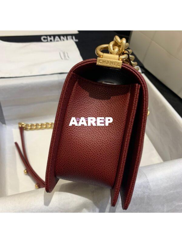 Replica Chanel Le boy Caviar Claret Red Bag with Aged Ruthenium Hardware 7