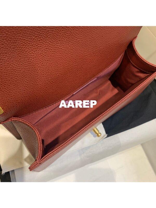 Replica Chanel Le boy Caviar Claret Red Bag with Aged Ruthenium Hardware 9