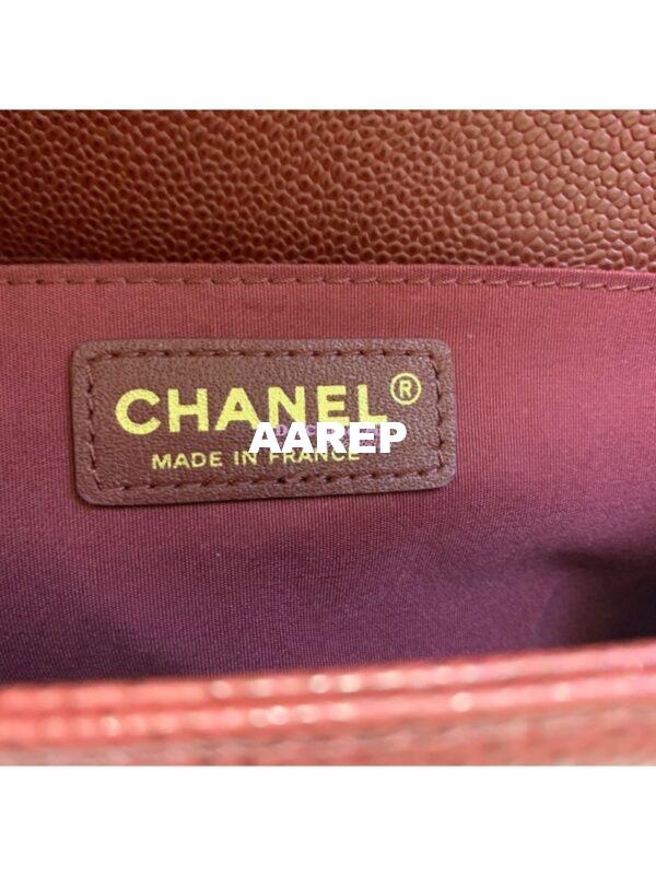 Replica Chanel Le boy Caviar Claret Red Bag with Aged Ruthenium Hardware 10