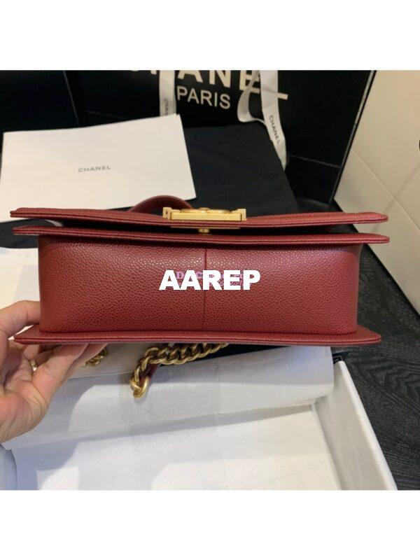 Replica Chanel Le boy Caviar Claret Red Bag with Aged Ruthenium Hardware 11