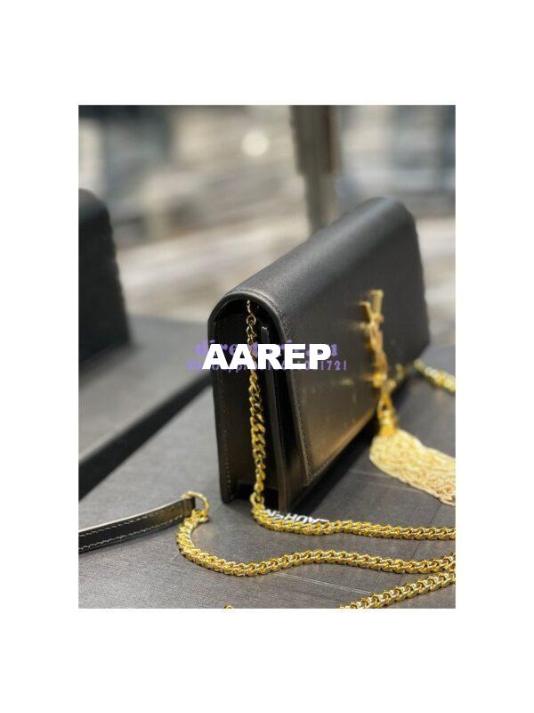 Replica YSL Saint Laurent Kate Chain Wallet With Tassel In Smooth Leather 452159 Black Gold Hardware 6