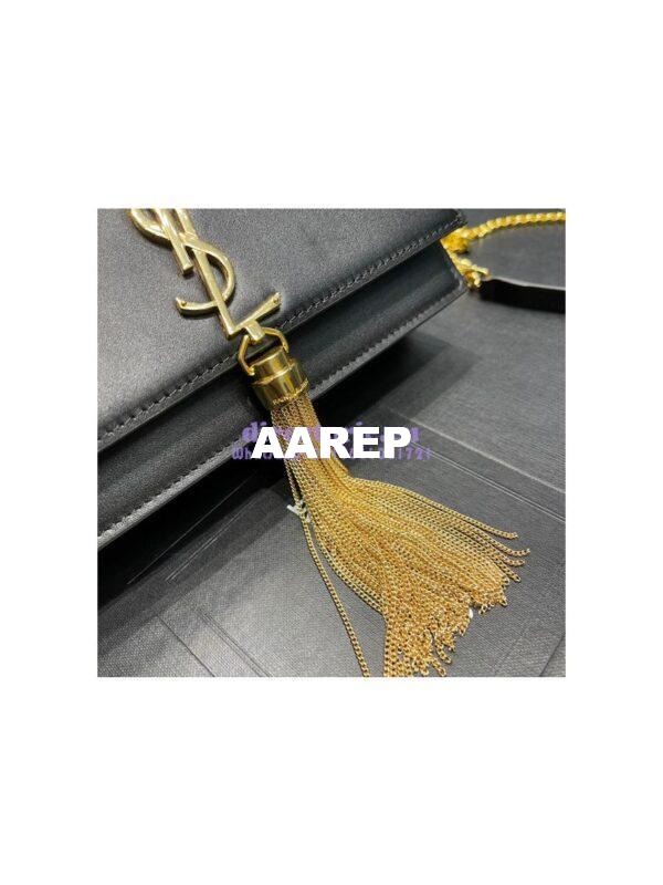 Replica YSL Saint Laurent Kate Chain Wallet With Tassel In Smooth Leather 452159 Black Gold Hardware 9