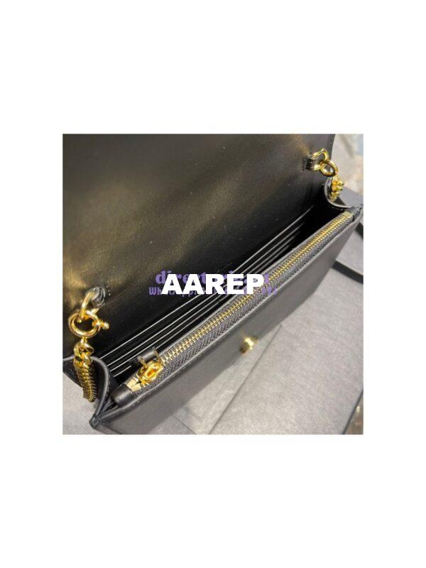 Replica YSL Saint Laurent Kate Chain Wallet With Tassel In Smooth Leather 452159 Black Gold Hardware 11