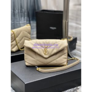 Replica YSL Saint Laurent Mini Loulou Puffer Toy Bag In Quilted Lambskin Beige