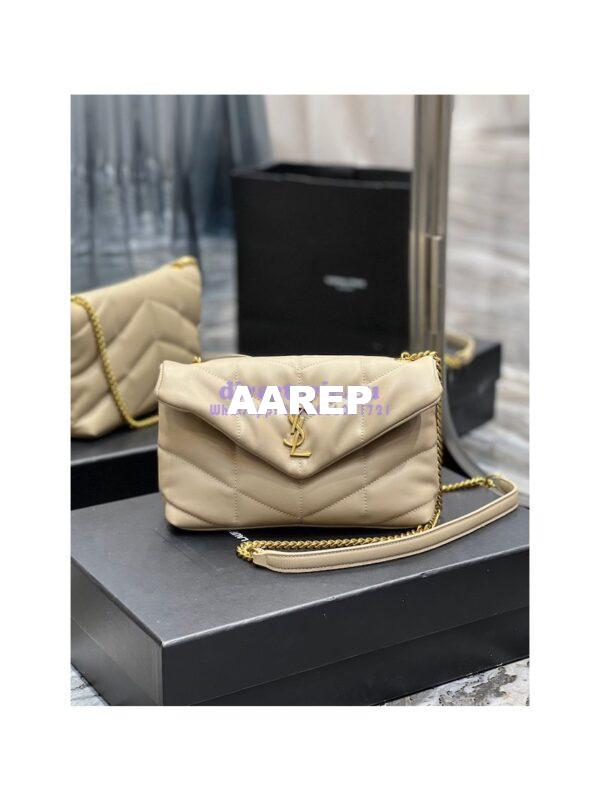 Replica YSL Saint Laurent Mini Loulou Puffer Toy Bag In Quilted Lambskin Beige 3