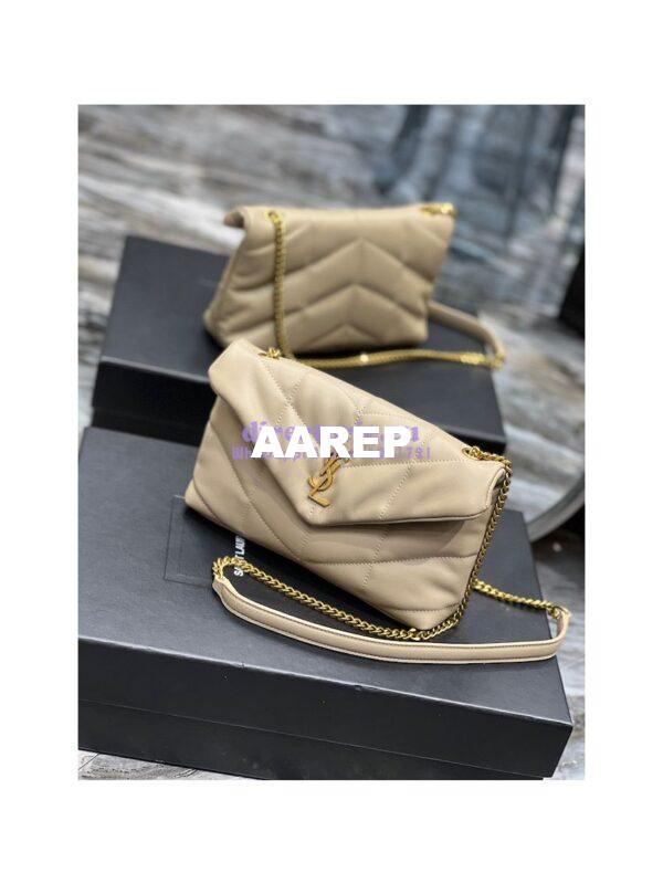 Replica YSL Saint Laurent Mini Loulou Puffer Toy Bag In Quilted Lambskin Beige 4