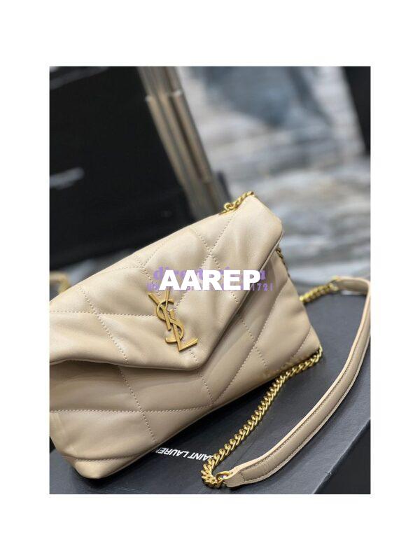 Replica YSL Saint Laurent Mini Loulou Puffer Toy Bag In Quilted Lambskin Beige 5