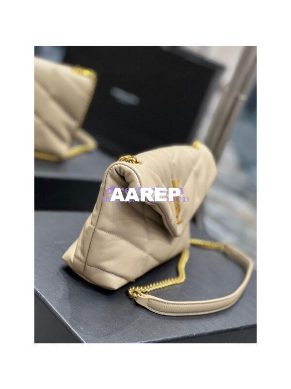 Replica YSL Saint Laurent Mini Loulou Puffer Toy Bag In Quilted Lambskin Beige 6