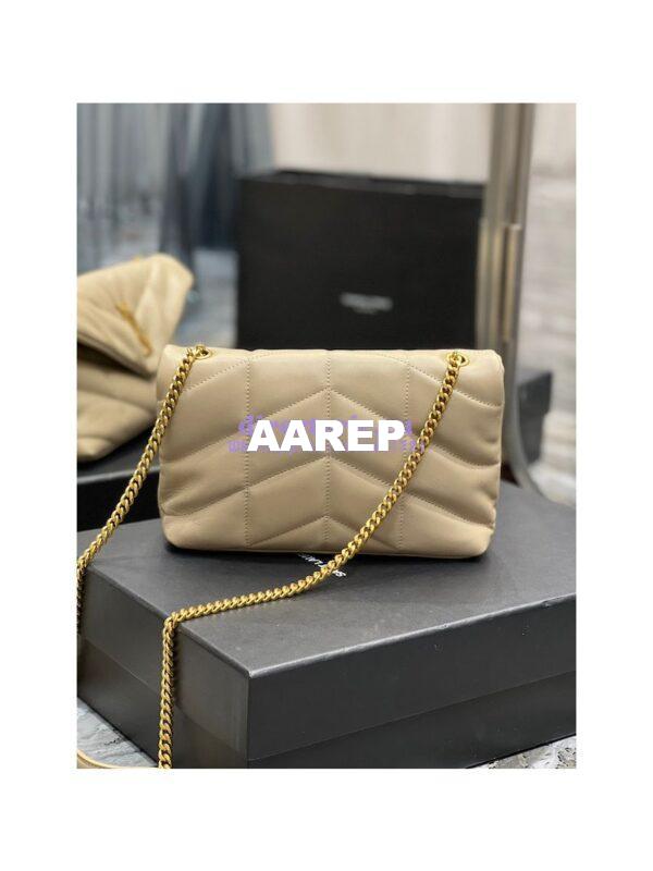 Replica YSL Saint Laurent Mini Loulou Puffer Toy Bag In Quilted Lambskin Beige 8