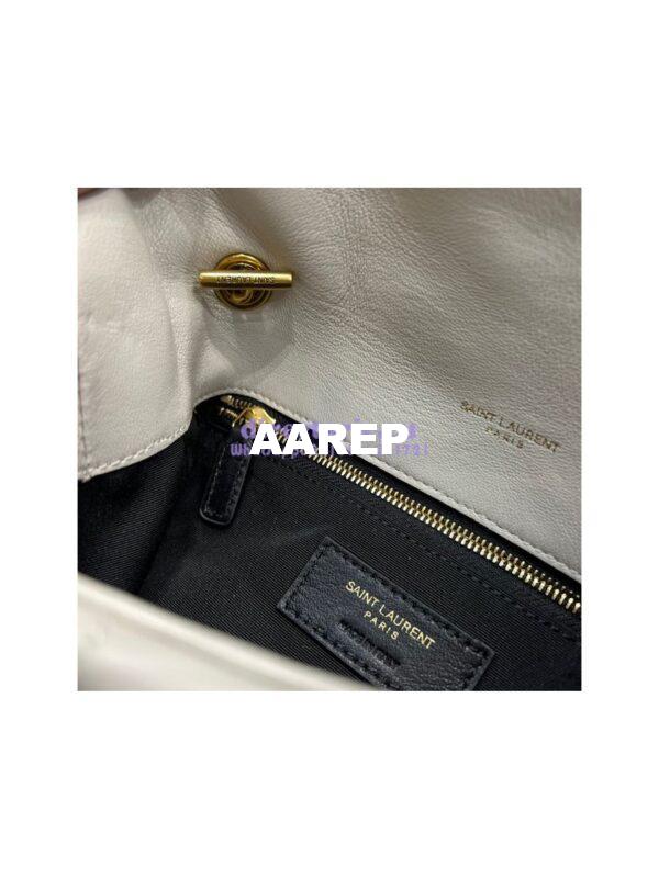 Replica YSL Saint Laurent Mini Loulou Puffer Toy Bag In Quilted Lambskin Blanc in Gold Hardware 10