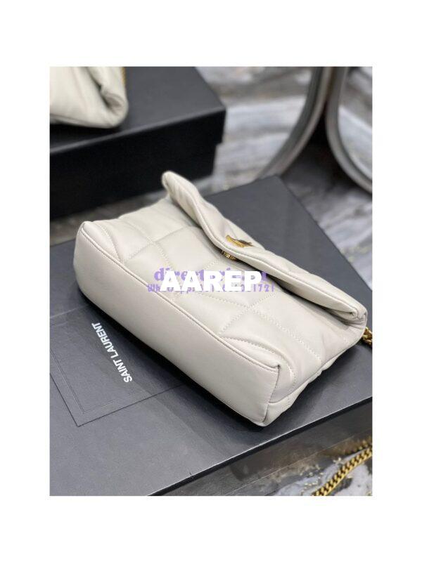 Replica YSL Saint Laurent Mini Loulou Puffer Toy Bag In Quilted Lambskin Blanc in Gold Hardware 12