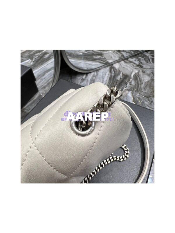 Replica YSL Saint Laurent Mini Loulou Puffer Toy Bag In Quilted Lambskin Blanc in Silver Hardware 10