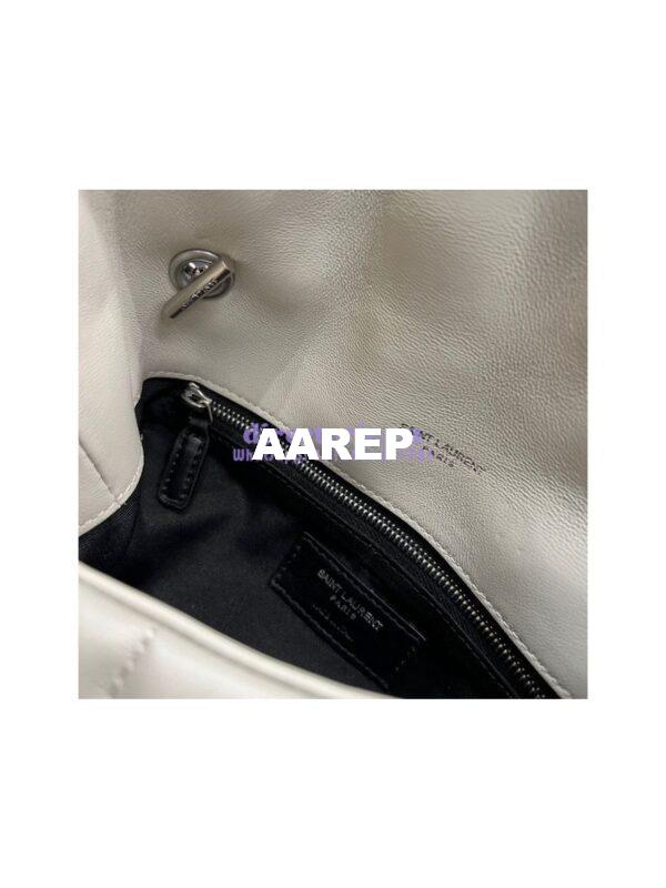 Replica YSL Saint Laurent Mini Loulou Puffer Toy Bag In Quilted Lambskin Blanc in Silver Hardware 11