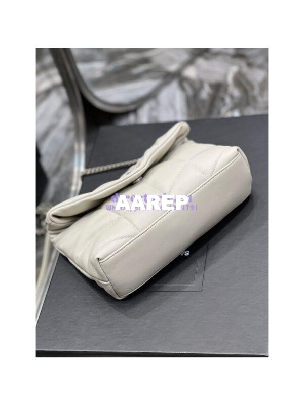 Replica YSL Saint Laurent Mini Loulou Puffer Toy Bag In Quilted Lambskin Blanc in Silver Hardware 13