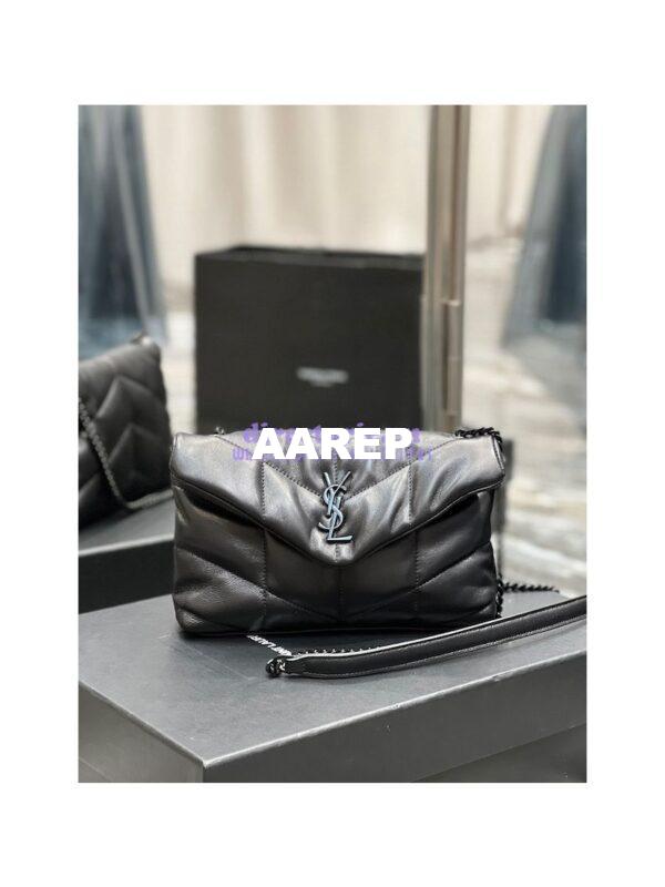Replica YSL Saint Laurent Mini Loulou Puffer Toy Bag In Quilted Lambskin All Black 3