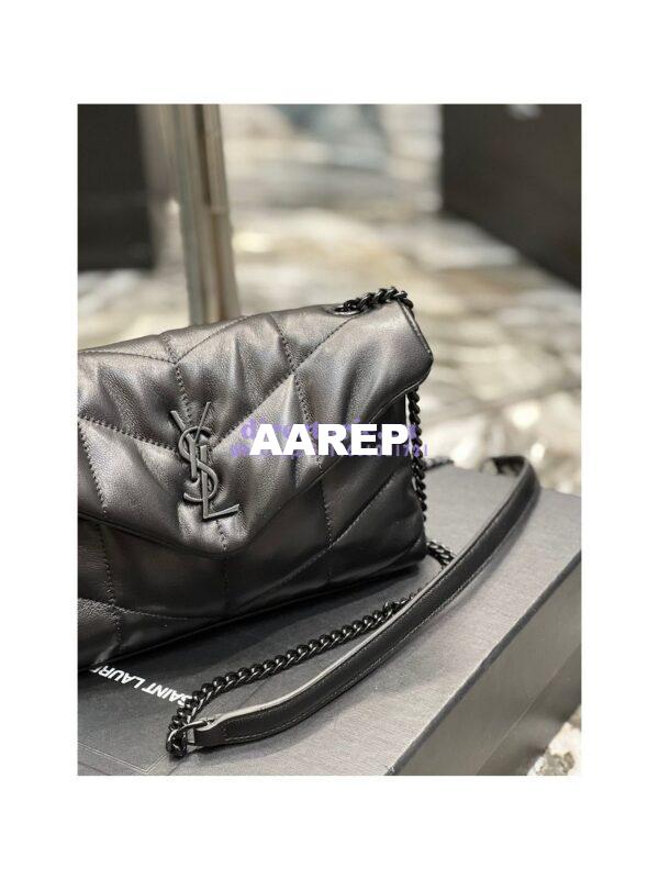 Replica YSL Saint Laurent Mini Loulou Puffer Toy Bag In Quilted Lambskin All Black 4