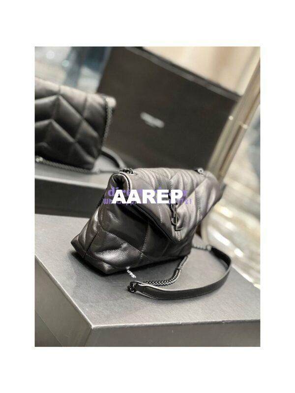 Replica YSL Saint Laurent Mini Loulou Puffer Toy Bag In Quilted Lambskin All Black 6