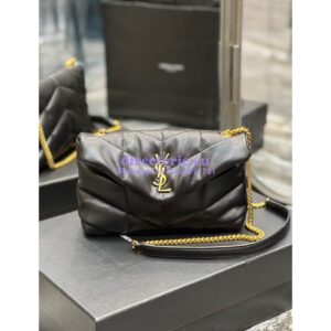 Replica YSL Saint Laurent Mini Loulou Puffer Toy Bag In Quilted Lambskin Black in Gold Hardware 2