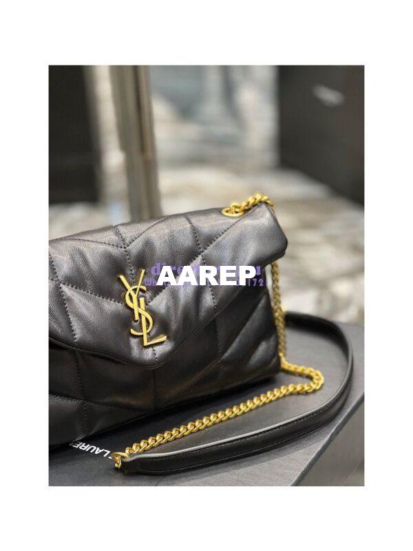Replica YSL Saint Laurent Mini Loulou Puffer Toy Bag In Quilted Lambskin Black in Gold Hardware 7